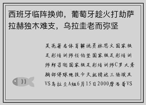 西班牙临阵换帅，葡萄牙趁火打劫萨拉赫独木难支，乌拉圭老而弥坚